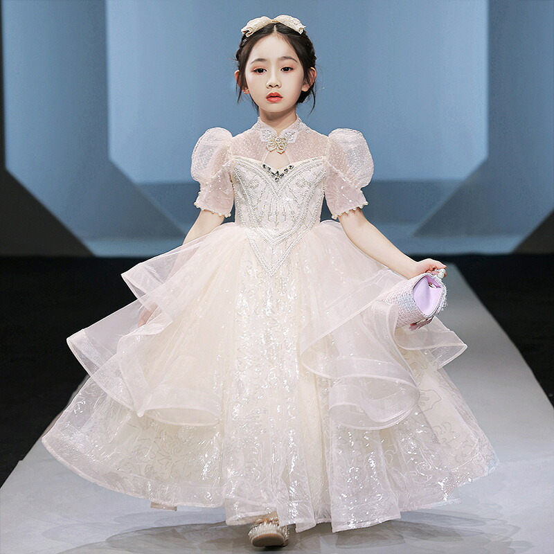 子どもドレス 高級 ロングドレス キッズ ジュニア 子供 ドレス お呼ばれ/ピアノ発表会 結婚式 演奏会 七五三 ドレス フォーマルドレス リングガール ドレス ホワイト 白 シャンパン ロング ドレス チュールスカート ワンピース フラワーガール 女の子 春夏秋冬 100-150CM｜渋谷ウイングス 12,624円