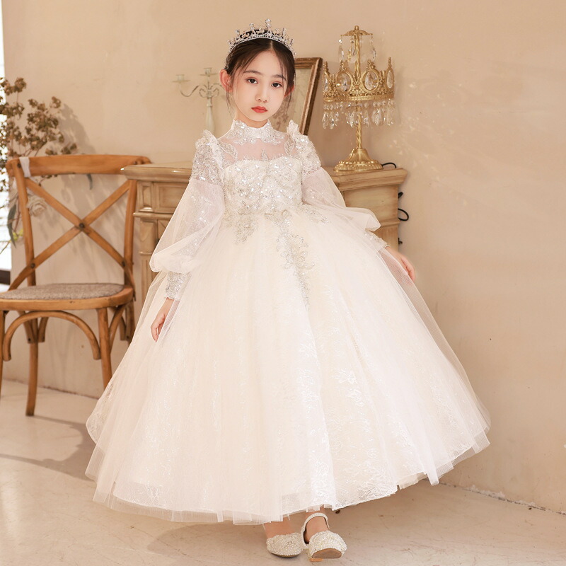 子どもドレス 高級 ロングドレス キッズ ジュニア 子供 ドレス お呼ばれ/ピアノ発表会 結婚式 演奏会 七五三 入園式 入学式 卒業式 ドレス フォーマルドレス ホワイト 白 シャンパン ロング ドレス スカート ワンピース フラワーガール 女の子 お姫様 ドレス 上品 春夏秋冬|渋谷ウイングス