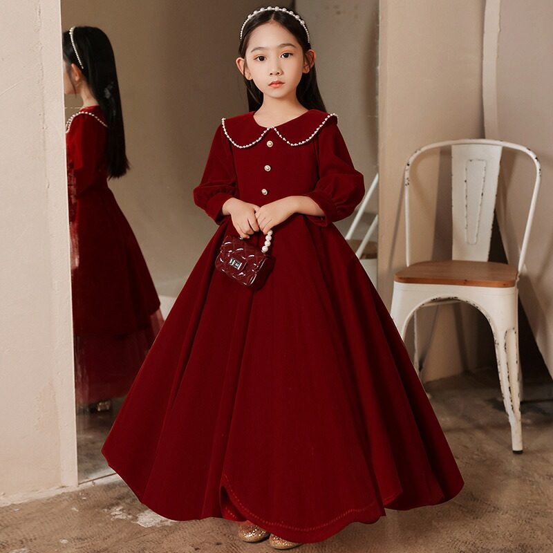 ちびっ子御召しもの ロング御召しもの キッズ 御坊っちゃん 赤ちゃん 御召しもの お呼ばれ/洋琴告げ知らせる会 華燭の典 掻きならす会 七五三 入園式 はいり込む式 卒式御召しもの フォーマルドレス 赤 チュールスカート 衣装 御花うしろ帯 うしろ帯 御姫様 御召しもの 窈窕たる 春夏秋冬 長袖100 110 120 130 140 150 160糎
