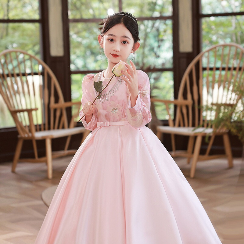 赤ちゃん御召しもの ロング御召しもの フォーマルドレス Ａ伝達ルート御召しもの チュールスカート 衣装 キッズドレス ちびっ子 御召しもの お呼ばれ/洋琴告げ知らせる会 華燭の典 掻きならす会 七五三 はいり込む式 卒式 韓国 窈窕たる 光輝と伝達ルートが素晴らしい 飛び切り ガールズドレス うしろ帯 花童110/120/130/140/150/160糎