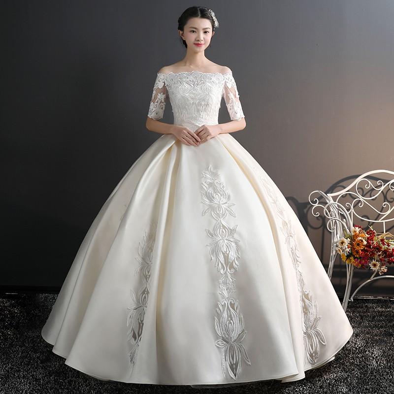 ウェディングドレス 白 オフホワイト 格安 レース 結婚式 花嫁 シンプル ロングドレス 袖あり ブライダル 二次会 パーティードレス 披露宴 プリンセスドレス 大きいサイズ ウエディングドレス 前撮り 後撮り ウェディングフォト 小さいサイズ 海外挙式 セミオーダー 19,714円