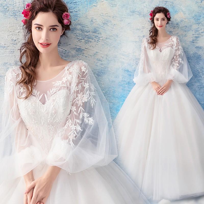 ウェディングドレス 白 オフホワイト 安い 結婚式 花嫁 シンプル プリンセス ロングドレス ブライダル 長袖 サイズ 二次会 パーティードレス イブニングドレス wedding dress ウエディングドレス 披露宴 前撮り 後撮り 大きいサイズ 小さいサイズ 海外挙式
