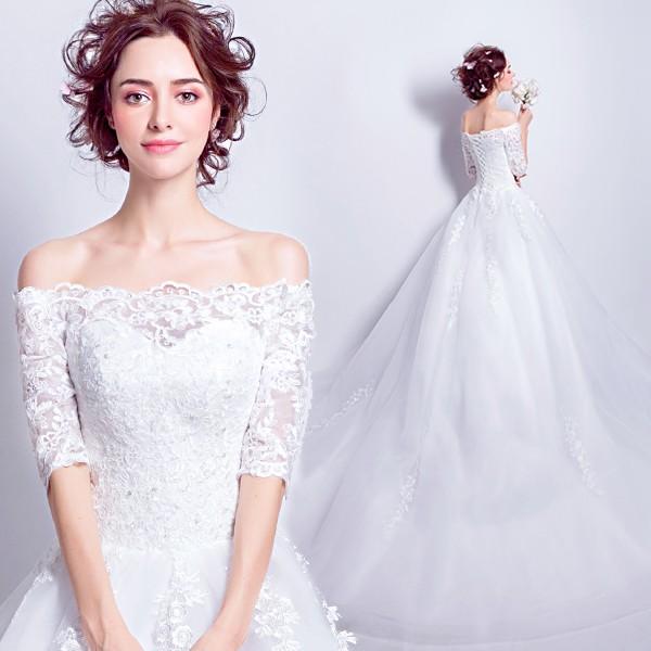 ブライダル 花嫁 ウェディングドレス 安い 長袖 結婚式 ウエディングドレス ホワイト ロングドレス 二次会 パーティードレス オフショルダー プリンセスライン 披露宴 前撮り 後撮り ウェディングフォト 大きいサイズ 小さいサイズ 海外挙式 セミオーダー 17,136円