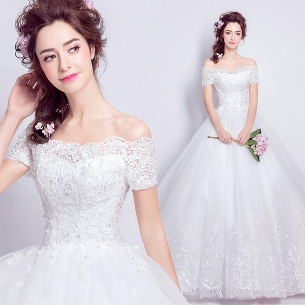 ウェディングドレス 二次会 安い 半袖 花嫁 プリンセスラインドレス ウエディングドレス 結婚式 ロングドレス 二次会 披露宴 演奏会 発表会 wedding dress 前撮り 後撮り ウェディングフォト 大きいサイズ 小さいサイズ 海外挙式 セミオーダー