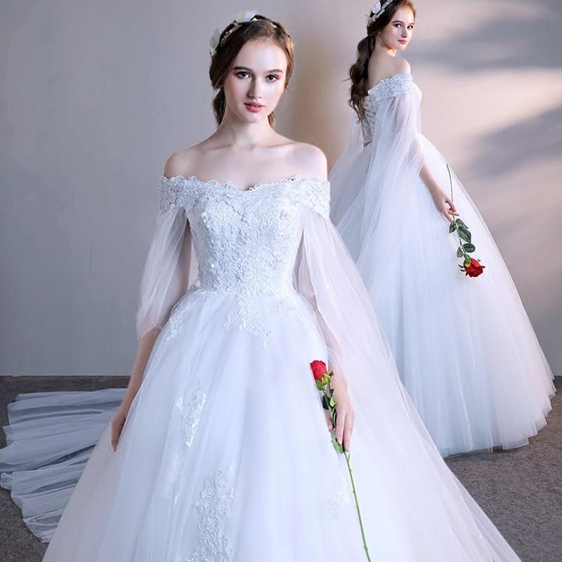 ウェディングドレス エンパイア マタニティドレス マタニティ 白 オフホワイト 安い 五分袖 結婚式 花嫁 ロングドレス 二次会 パーティードレス披露宴 wedding dress ウエディングドレス 前撮り 後撮り 大きいサイズ 小さいサイズ 海外挙式