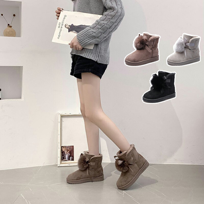 21年最新海外 ムートンブーツ ポンポン ブーツ レディース 靴 フラット ファーシューズ ボア ショートブーツ おしゃれ 可愛い あたたかい 女の子 ブラック グレー ピンク 防寒 スノーブーツ 冬靴 大きいサイズ 痛くない 歩きやすい スノーシューズ ムートンシューズ