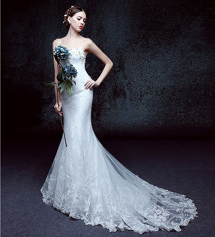 楽天市場】ウェディングドレス マーメイドライン ビスチェ