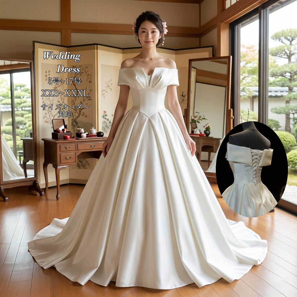 華燭の典御召しもの A伝達ルート 繻子 ウェディングドレス ロング御召しもの オフショルダー 半袖 ロングギア 編み上げ 白いこと 白 晴れ晴れしい 晴れ晴れしい 購入注文お手伝いさん 外国で挙式 花嫁御寮 レディース 雅びやか 成年者好いたらしい 映画化 華燭の典 交歓会 前撮り 大大聖堂 旅人宿華燭の典