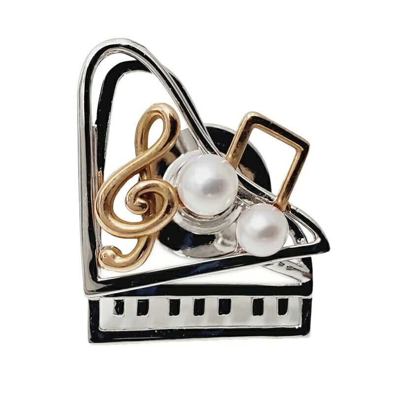 ミキモト　PERLITA ブローチ　音符　真珠 MIKIMOTO - ミキモト ブローチ パール 真珠 4.2-6.0mm 竪琴