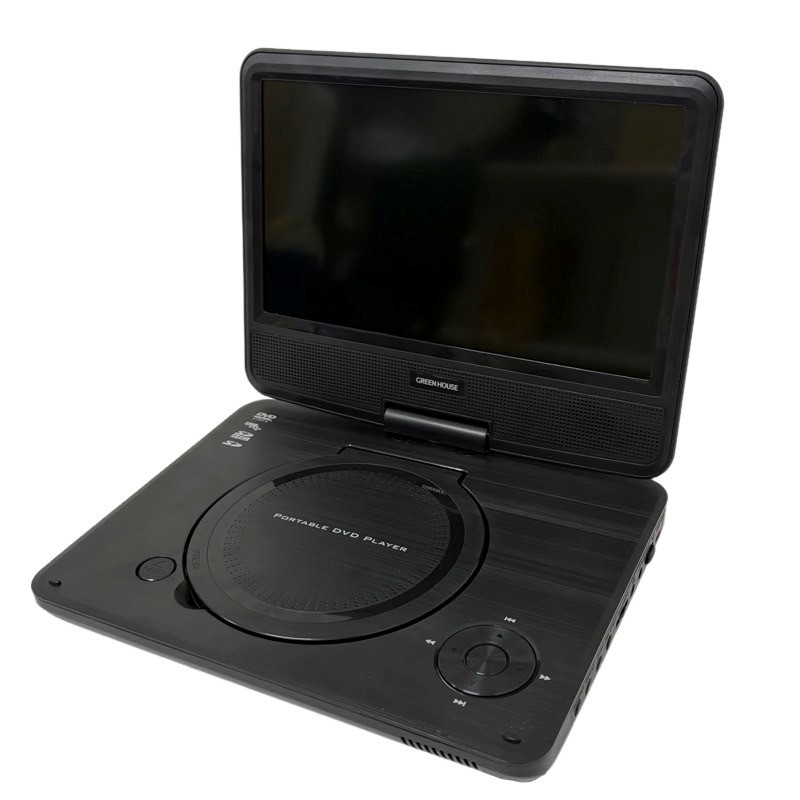 GREEN HOUSE 14インチ ポータブルDVDプレーヤー いろいろな場所でテレビやDVDが観れる！14型ポータブルテレビが
