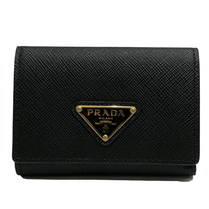 未使用級✨PRADA 三つ折り財布 サフィアーノ 三角ロゴ レザー 黒 現行 楽天市場】極美品 プラダ PRADA 三角ロゴ 三つ折り財布 サフィアーノ