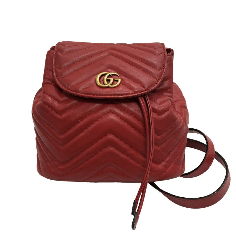 GUCCI グッチ ミニ 背嚢 528129 GGマーモント 赤いこと 本革 なめし革 背嚢 レディース 【中古】 22601K69