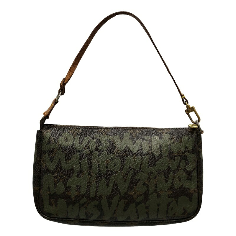 LOUIS VUITTON ルイヴィトン レディース 合切袋 M92191 ポシェット アクセソワール カーキ モノグラム グラフィティ 【中古】 22601K347