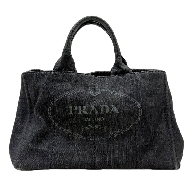 PRADA プラダ カナパ B2642B 黒いこと ジーンズ ハンドバック ユニ一発やる 同盟罷工一回り付 【中古】 22602K76