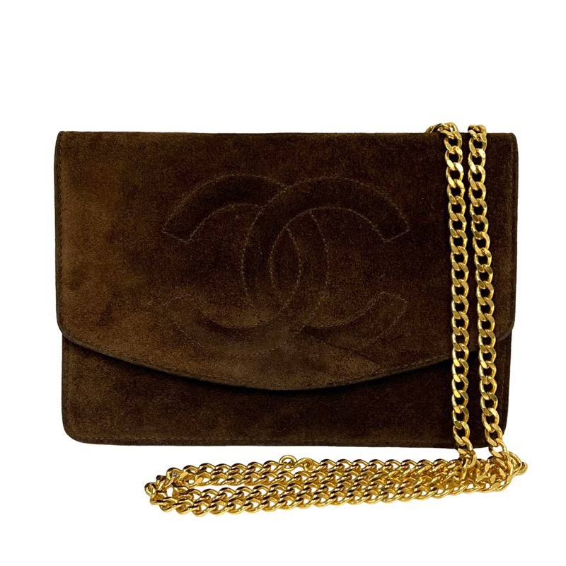 CHANEL シャネル チェーンウォレット ココマーク スウェード スエードクロス ショルダーバッグ 赤銅色 レディース 【中古】 52602K231