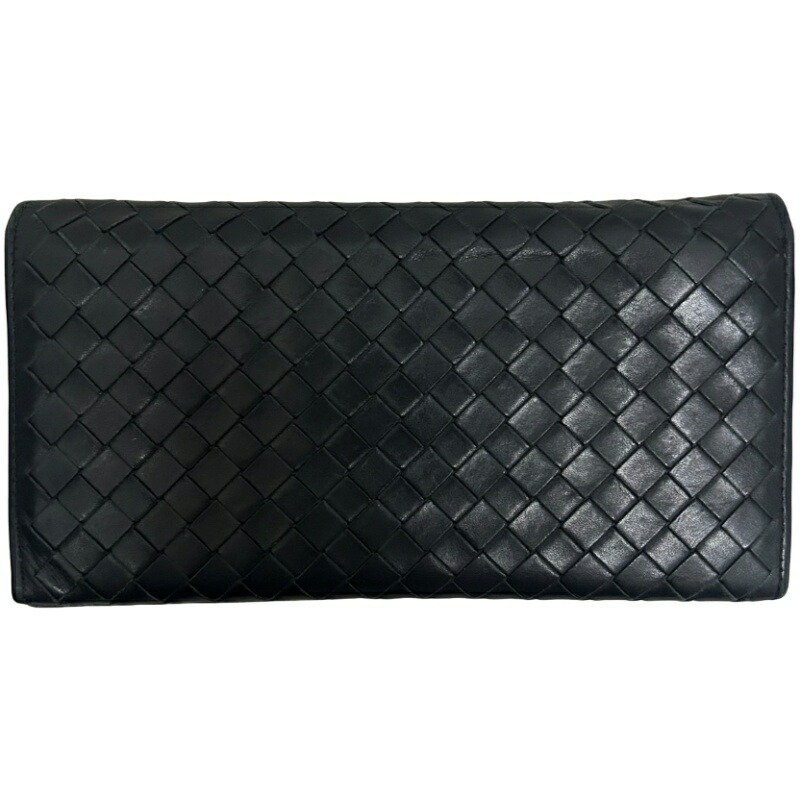 BOTTEGA VENETA ボッテガヴェネタ イントレチャート 156819 黒いこと なめし革 長紙入れ メンズ 【中古】 52602K349U