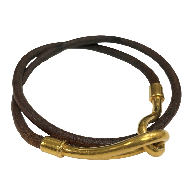 HERMES エルメス ブレスレット ジャンボ ブラウン&times;ゴールドカラー レザー ユニセックスタイプ 【中古】 22603K425｜質屋アシスト店