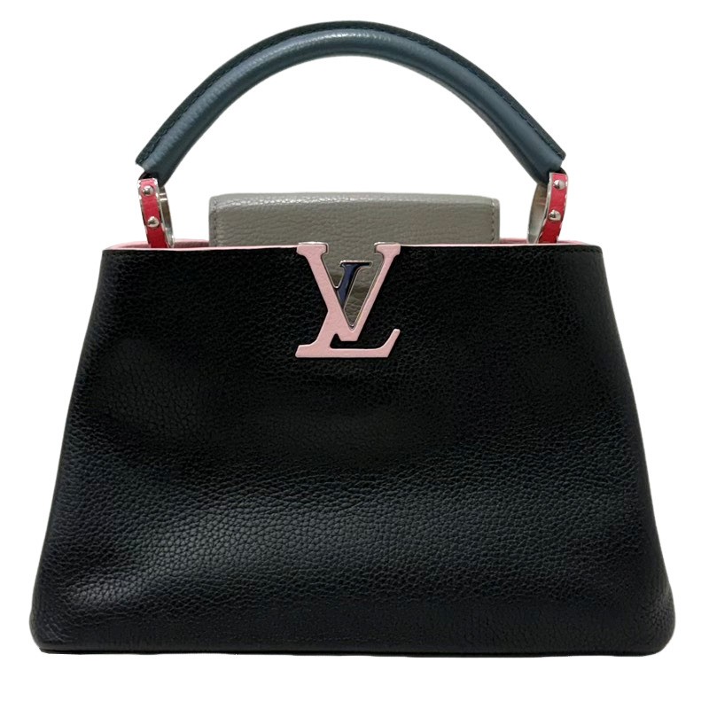 LOUIS VUITTON ルイヴィトン カプシーヌ BB 色合い差しつかえる 黒いこと×サクラ色×グレージュ×緑であること トリヨン なめし革 2WAY御徒面子 レディース 【中古】 22604K438