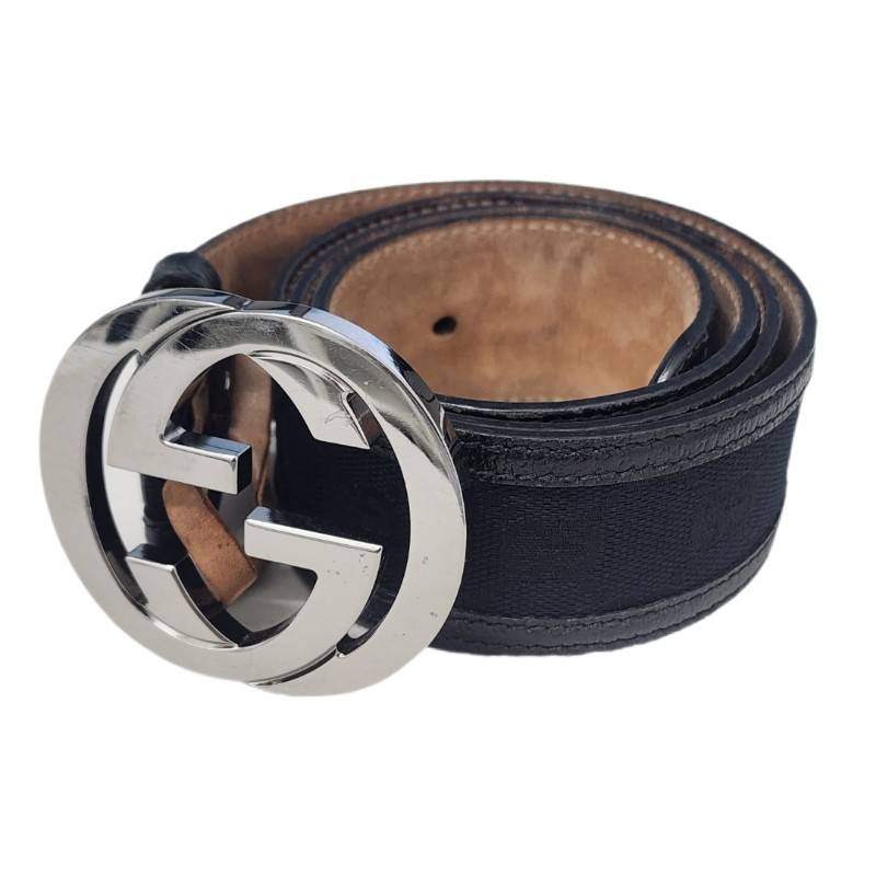 GUCCI グッチ インターロッキング Gバックル 114876・214351・85・34 ブラック ベルト ユニセックス 【中古】 52604K372｜質屋アシスト店
