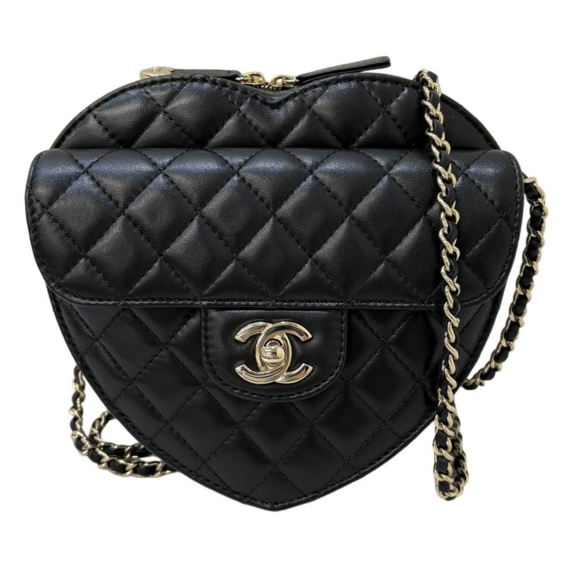 CHANEL シャネル マトラッセ ハートシェイプ バッグ AS5764 ブラック ラムスキン ショルダーバッグ レディース 【未使用品】 22605K164|質屋アシスト店