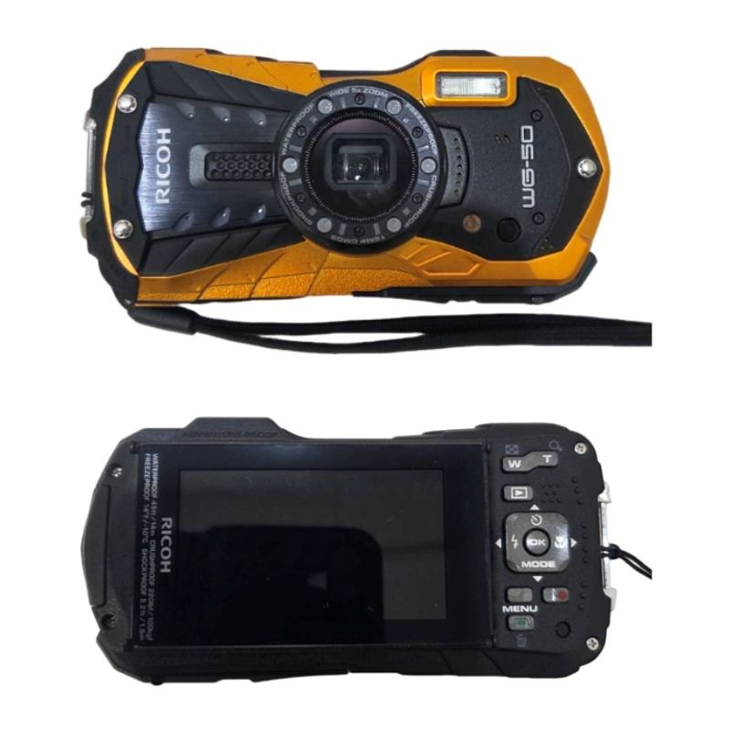 RICOH コンパクトデジタルカメラ WG-50 上半身のみ 黒いこと×オレンジ色 動くこと突きとめる済 【中古】 22605R37