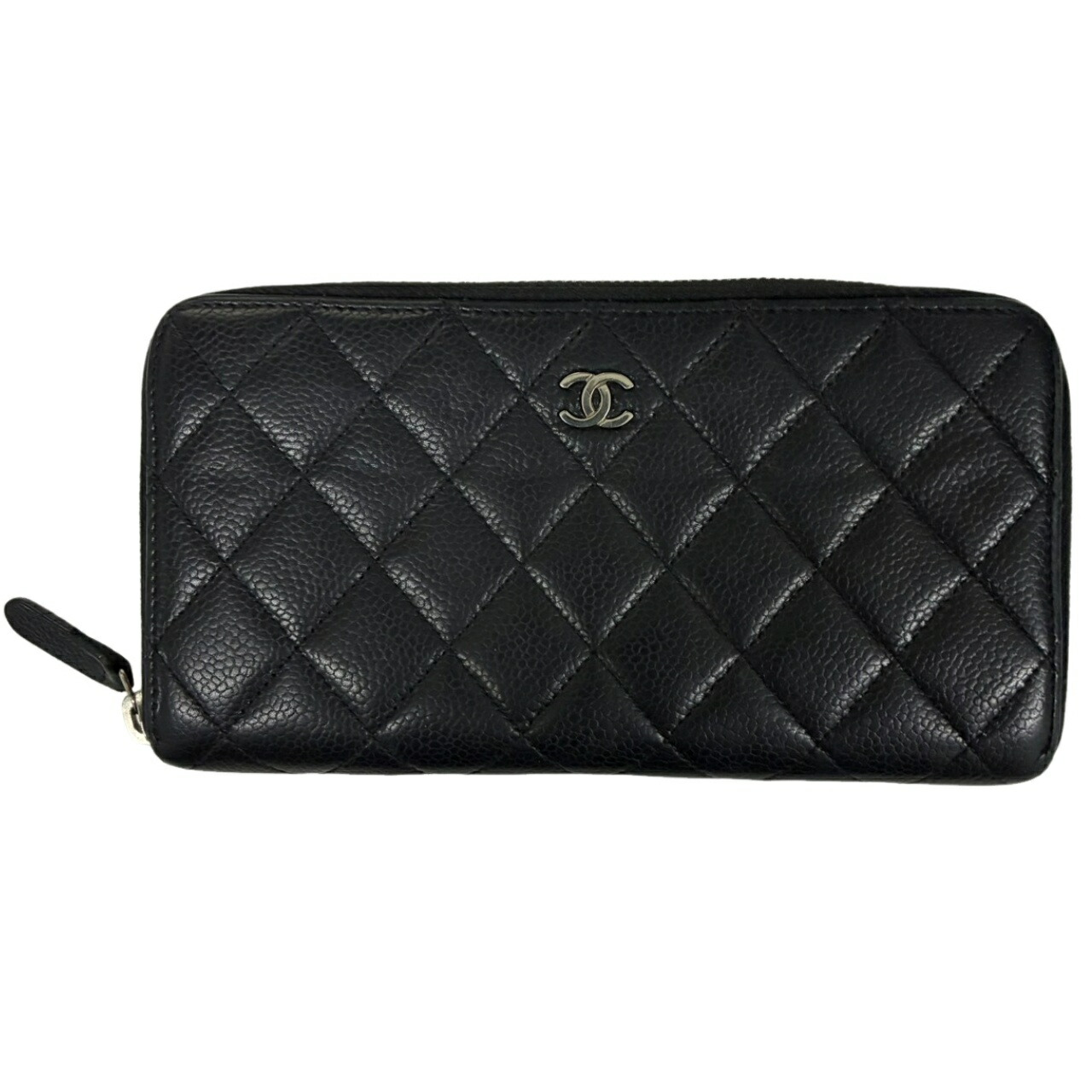 CHANEL シャネル マトラッセ ラウンドジップウォレット AP0242 黒いこと キャビアひと肌 長金入れ レディース 【中古】 42605K61