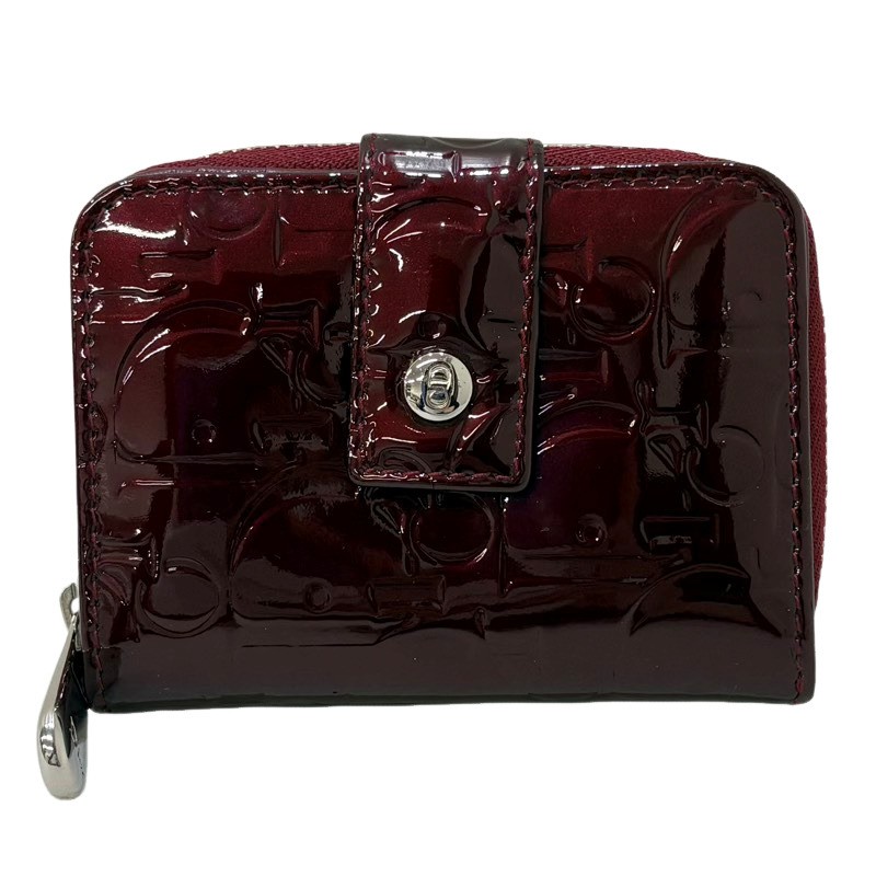 Dior クリスチャンディオール コインケース ボルドーワイン×しろがね色 アルティメット コンパクトウォレット レディース 【中古】 22605K591