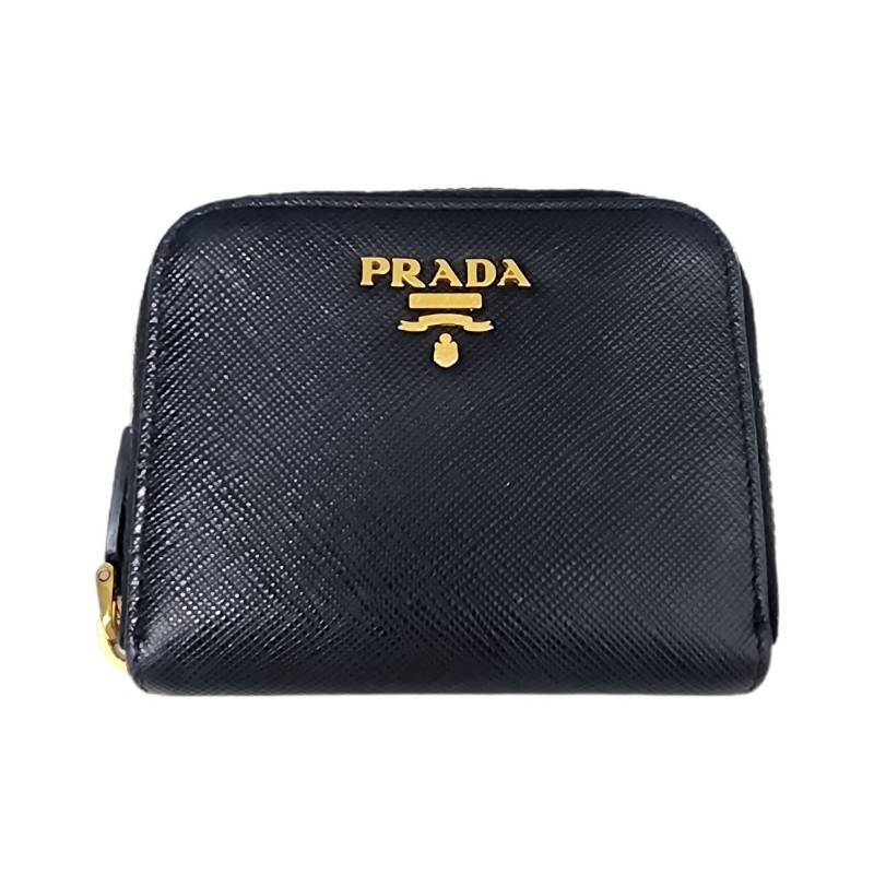 PRADA プラダ ラウンドチャック サフィアーノ 1MM268 黒いこと なめし革 コインケース レディース 【中古】 52605K466