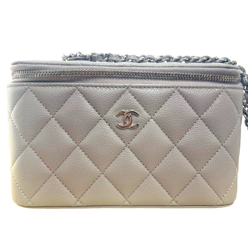 CHANEL シャネル マトラッセ チェーンショルダーバッグ バニティ AP1341 グレー キャビアスキン ショルダーバッグ レディース 【中古】 12607K59｜質屋アシスト店