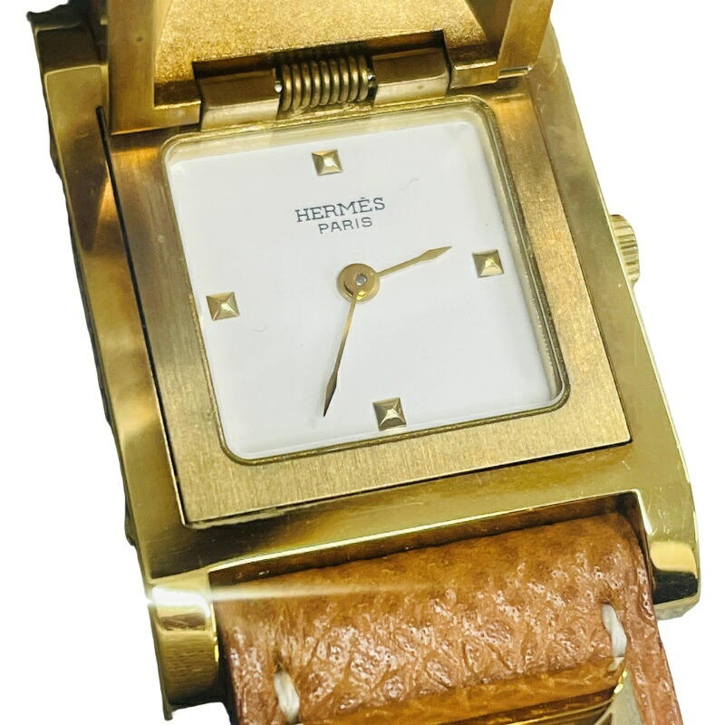 HERM&Egrave;S エルメス メドールウォッチ ME1.201 腕時計レディース クオーツ ホワイト文字盤 動作品 【中古】 12607K57｜質屋アシスト店