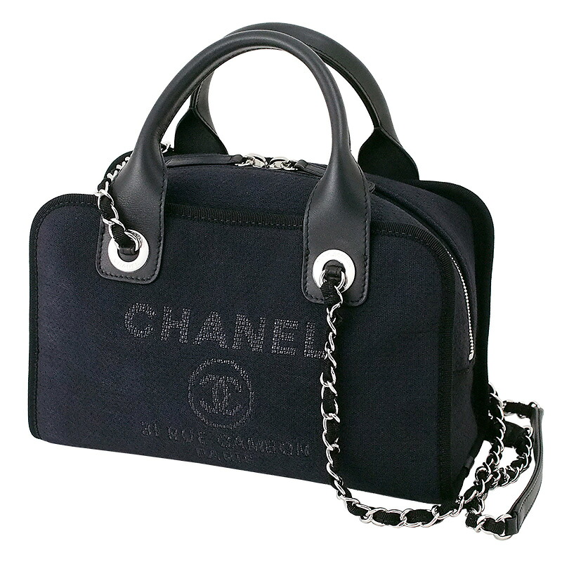 ◆ミウラ◆ 【大幅値下げ！】シャネル CHANEL ドーヴィル ボーリングバッグ A92750 ネイビー★【中古】【smtb-TD】【saitama】