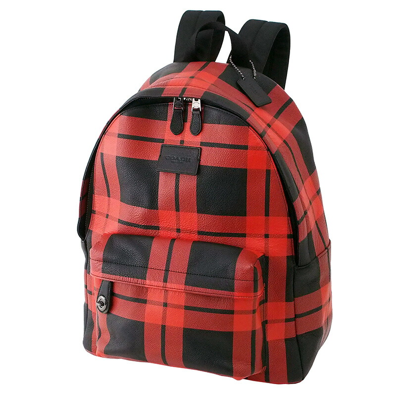 ◆ミウラ◆ コーチ COACH バックパック PVC 赤 レッド チェック 71821【中古】【smtb-TD】【saitama】