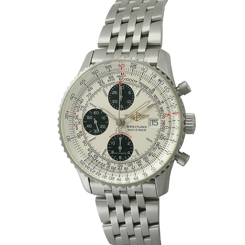 ◆ミウラ◆ ブライトリング BREITLING ナビタイマー ファイターズ クロノグラフ デイトオートマ アイボリー SS 仕上済 メンズ A13330【中古】【smtb-TD】【saitama】