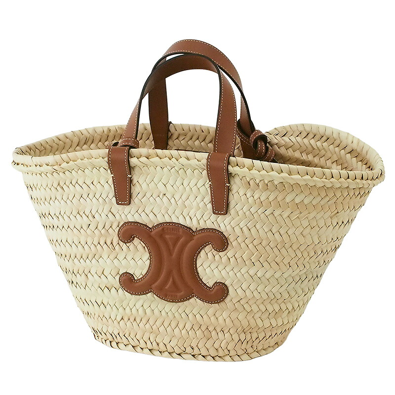 ◆ミウラ◆ セリーヌ ティーン CELINE クラシック パニエ ハンドバッグ ショルダーバッグ ラフィア/カーフスキン 113832CGG.04LU【中古】【smtb-TD】【saitama】｜質　ミウラ