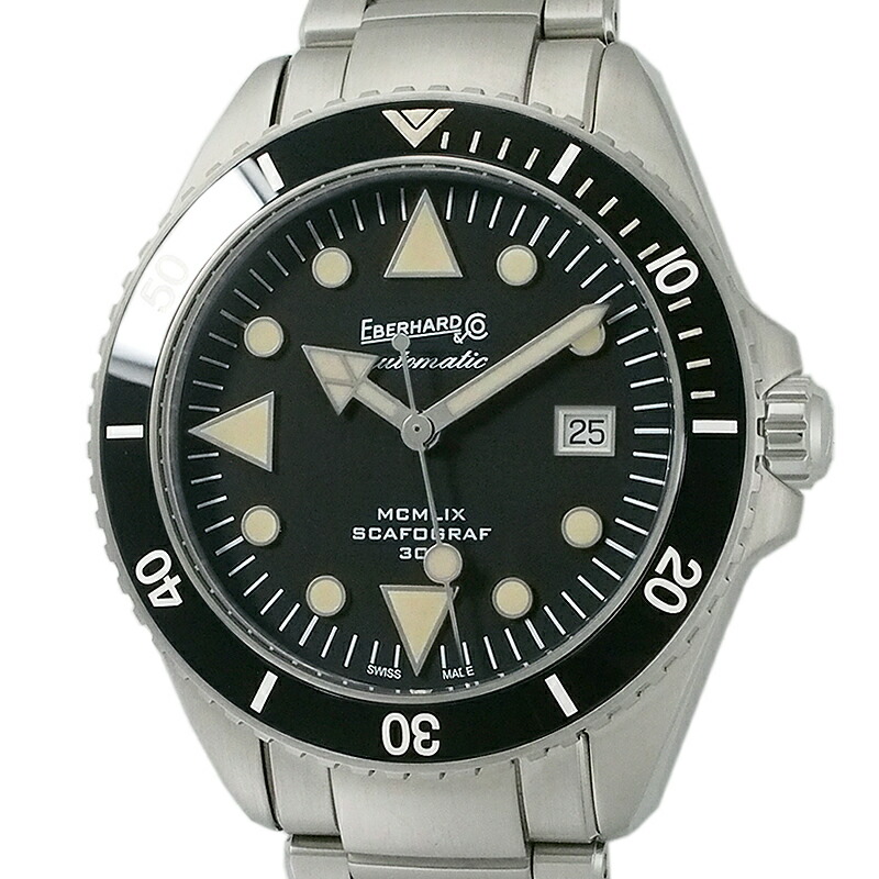 エベラール EBERHARD ダイバーズ スカフォグラフ 黒いこと 自動小銃巻 国内定まり 箱・お墨付き付 中古 ウオッチ