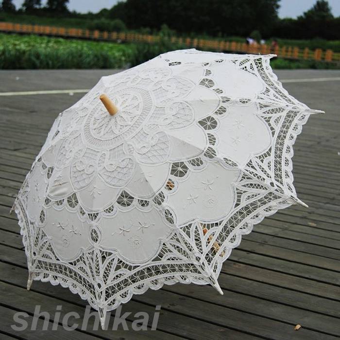 楽天市場】総バテンレース 日傘 長傘 直径96cm 親骨8本 純