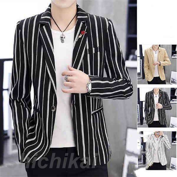 楽天市場】メンズ テーラードジャケット ストライプ 長袖 白 黒