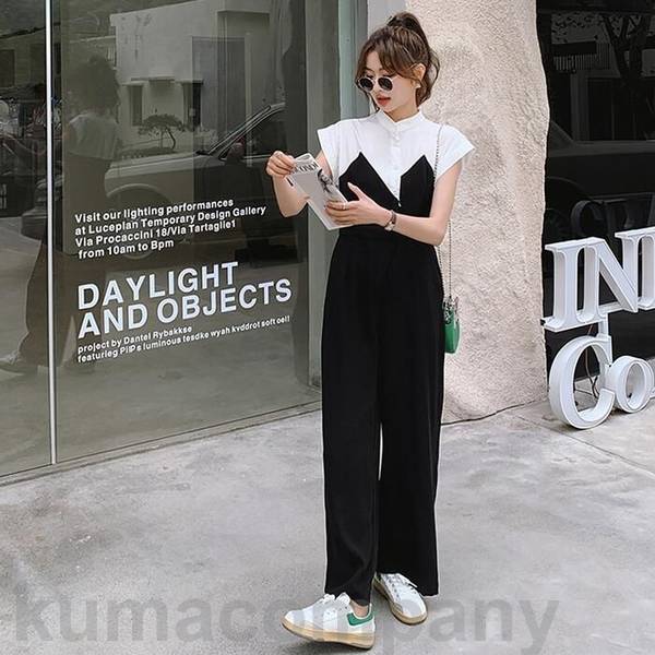 楽天市場】オールインワン サロペット レイヤード風 ワンピース パンツ