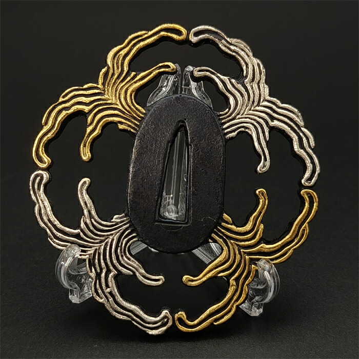 楽天市場】刀鍔 和扇の図 銅製 透かし 絵金銀 日本刀装具 刀の鍔 刀剣