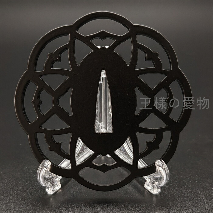 楽天市場】刀鍔 家紋の図 桔梗の紋 鉄地 透かし 日本刀装具 鍔 つば