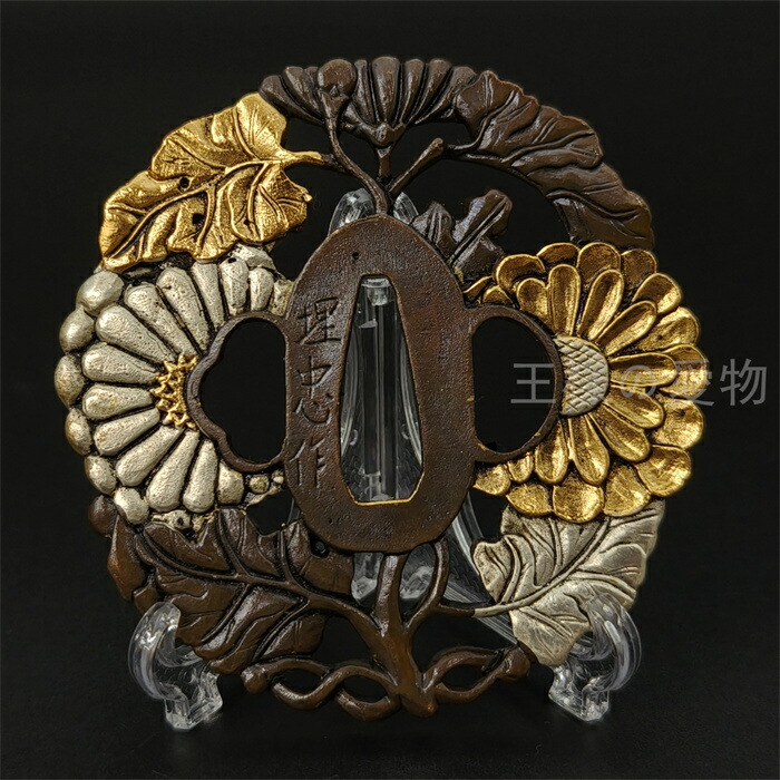 楽天市場】日本刀装具 刀鍔 家紋図 三つ葉葵 銅地 金工 細工 鍔 つば