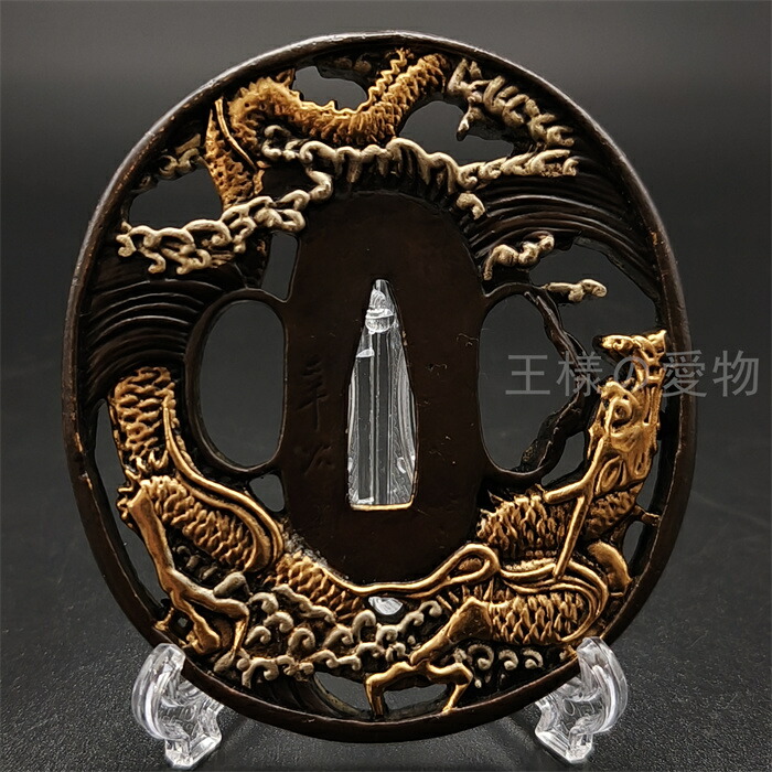 楽天市場】日本刀装具 刀鍔 獅子と牡丹図 銅地 金工 細工 鍔 つば 居合