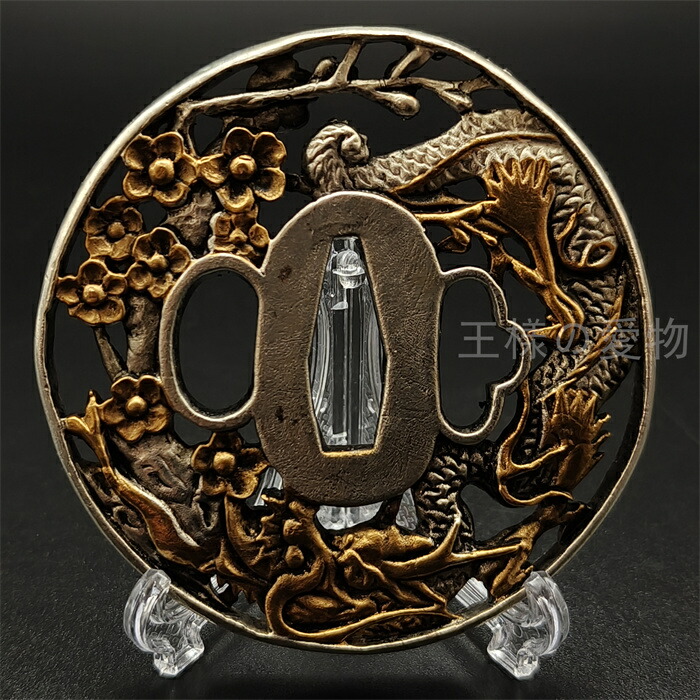 楽天市場】日本刀装具 刀鍔 朱雀と桜図 銅地 金工 細工 鍔 つば 居合用