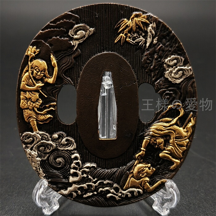 刀鍔　海波の図　縁頭　目貫　鐺　栗形　柄鞘一式金具　銅製　日本刀装具　刀剣美術 刀鍔海波の図縁頭目貫鐺栗形柄鞘一式金具銅製日本刀装具刀剣美術