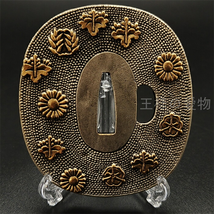 楽天市場】日本刀装具 刀鍔 家紋図 三つ葉葵 銅地 金工 細工 鍔 つば