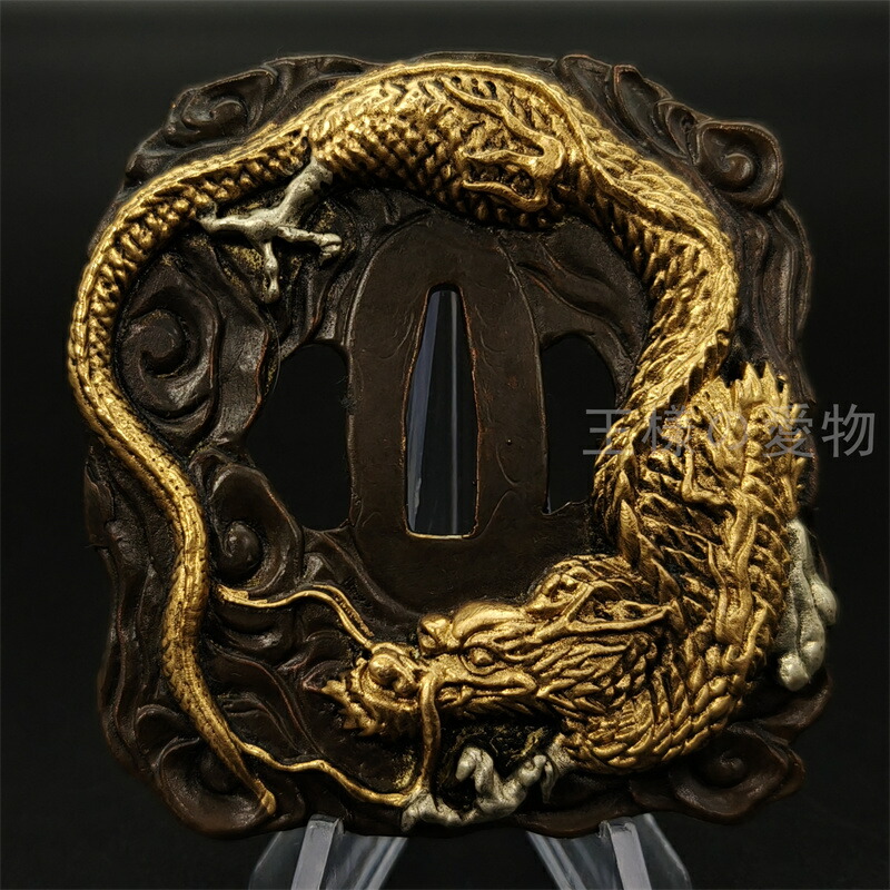 楽天市場】日本刀装具 刀鍔 雲龍図 合金製 金工 細工 鍔 つば 居合用