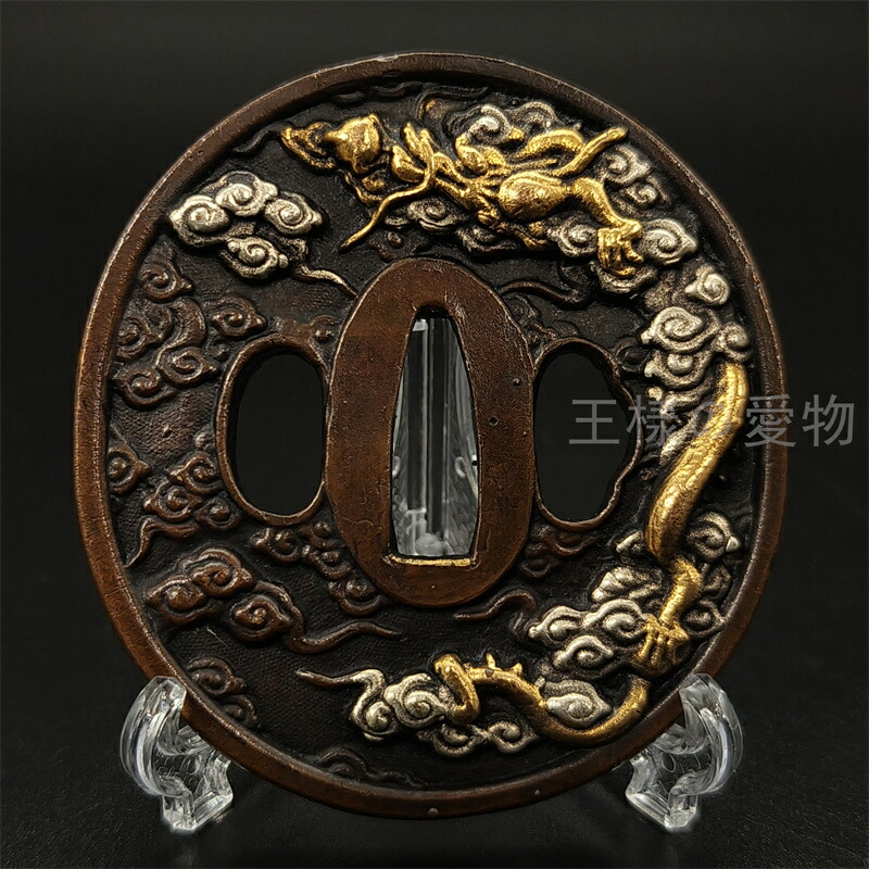 楽天市場】日本刀装具 刀鍔 双龍図 銅地 金工 細工 鍔 つば 居合用