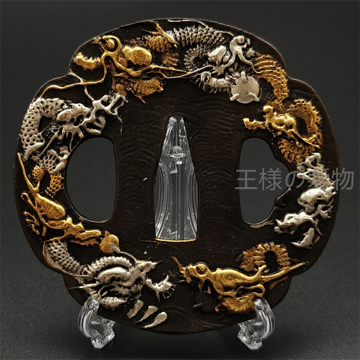 楽天市場】日本刀装具 刀鍔 双龍図 銅地 金工 細工 鍔 つば 居合