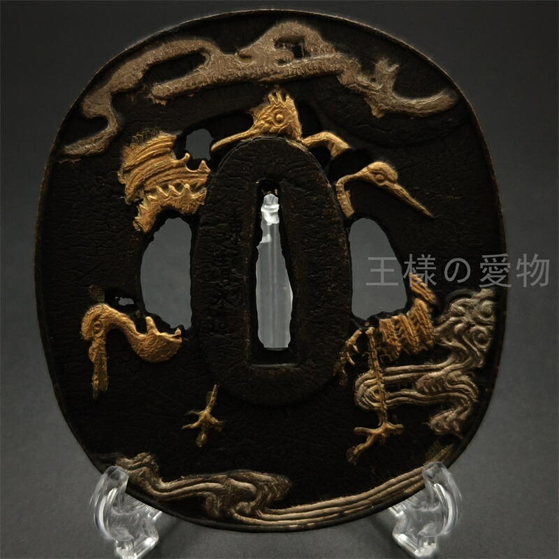 楽天市場】日本刀装具 刀鍔 鶴図 銅地 金工 細工 鍔 つば 居合用 刀剣