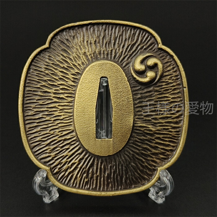 鉄製 鍔 花模様 金装飾 T-022-MIR3_1_c24555c5-e952-